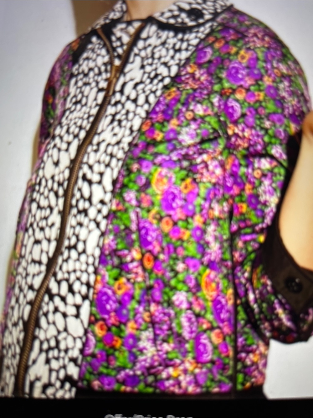 Coach Quilted Floral Bomber Jacket in Purple, Green & Black - Picture 2 of 7